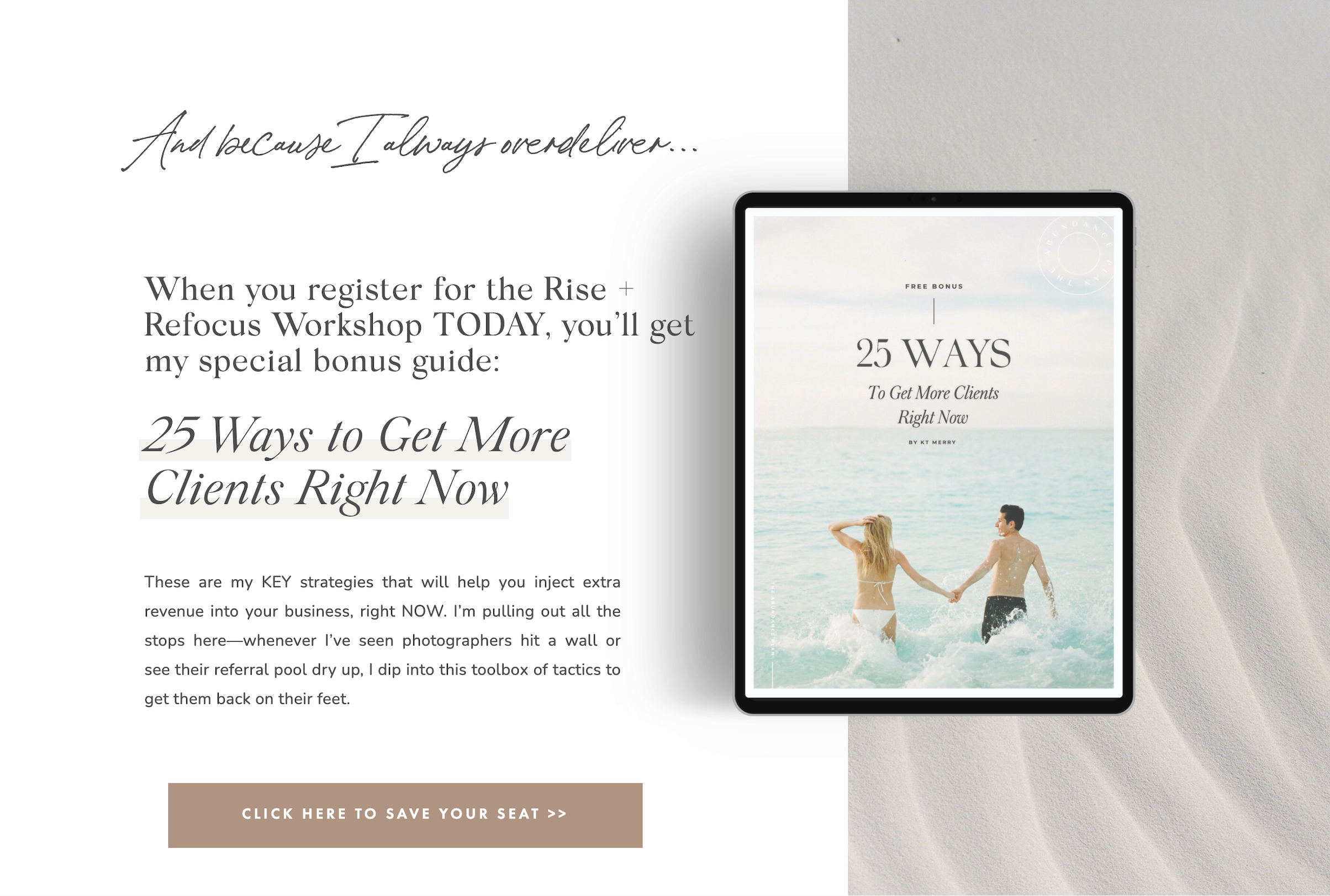 KT Merry Rise and Refocus webinar opt-in page bonus PDF