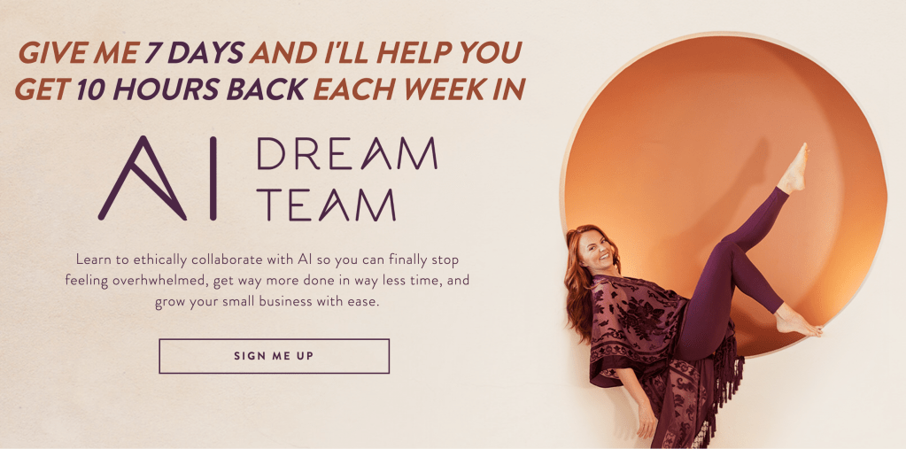 Natalie MacNeil's AI Dream Team sales page hero