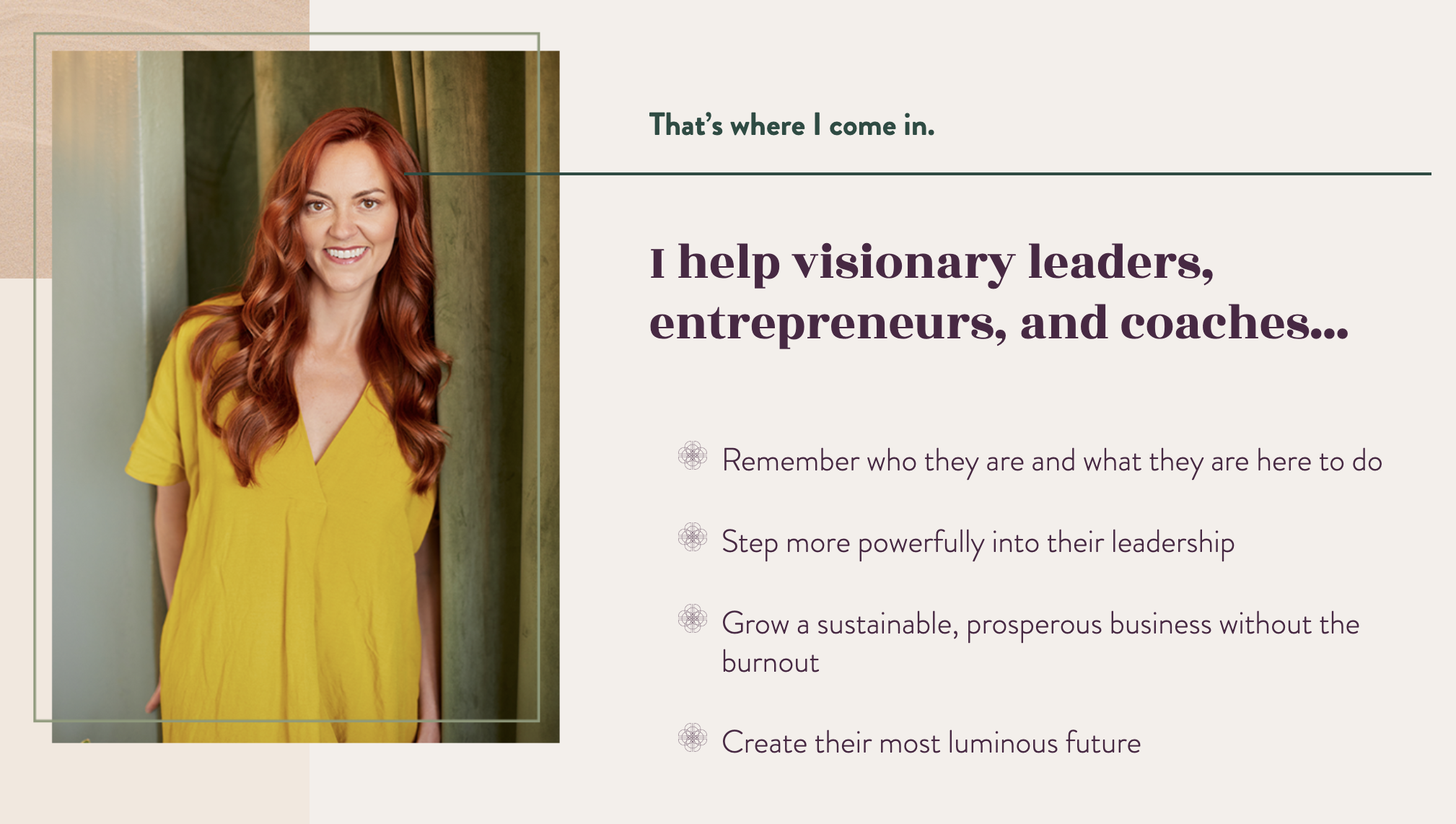 Natalie MacNeil's mentorship sales page with photo of Natalie and area of expertise