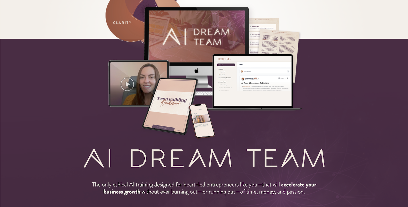 Natalie MacNeil AI Dream Team sales page program on computers and devices