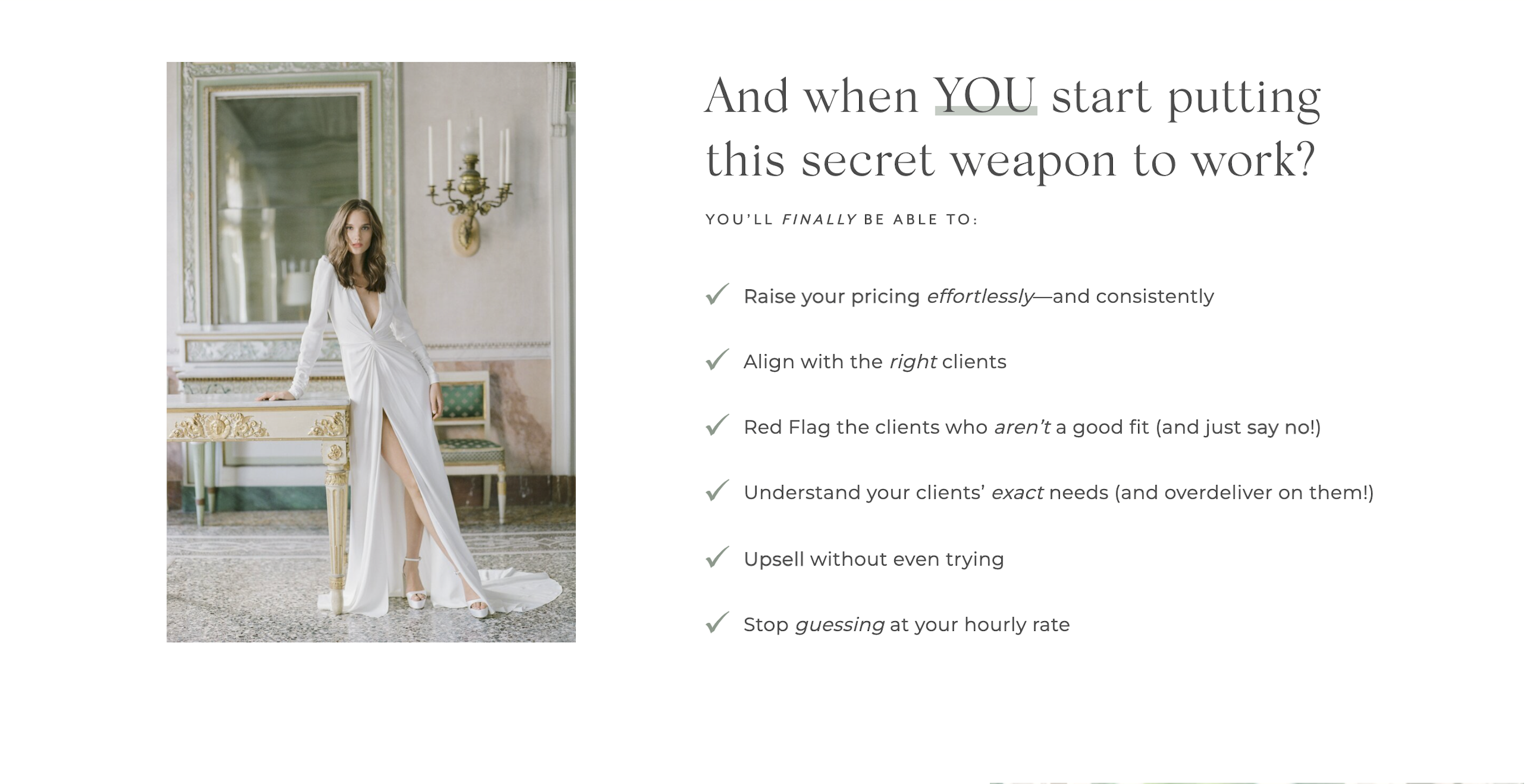 KT Merry Pricing Webinar Sales Page with Monique Lhuillier editorial image